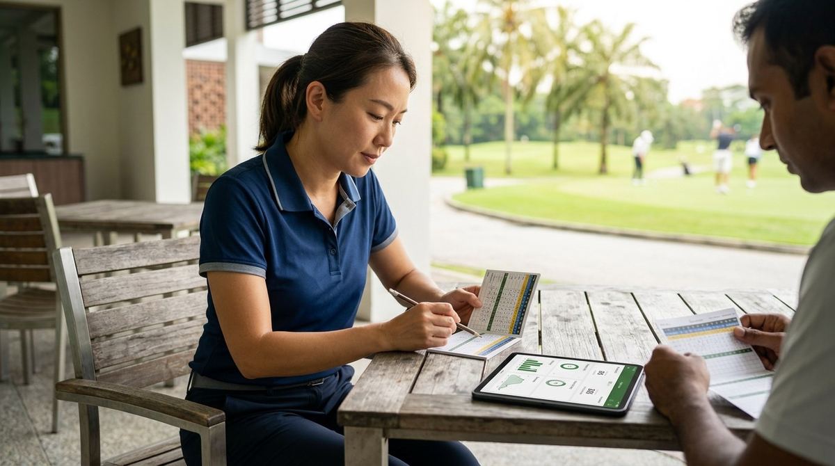 Instructional visual for Scorecards, Handicap, and Progress